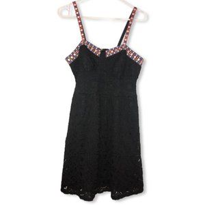 Black Boho Mini Lace Dress